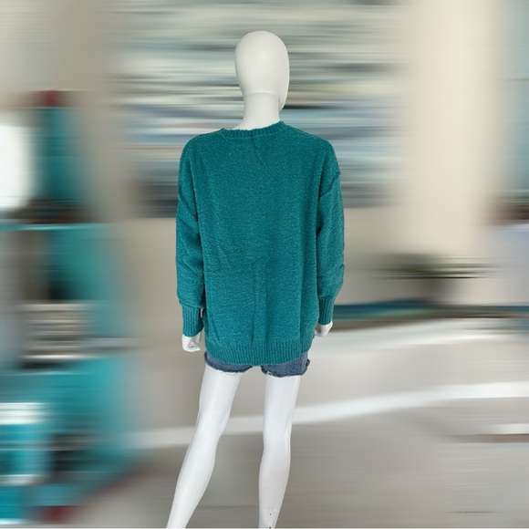 PEACH LOVE CALIFORNIA ever so soft sequin star teal sweater S M L - Picture 8 of 10